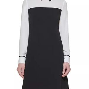 Tommy Hilfiger Black and White Collared Sheath Dress